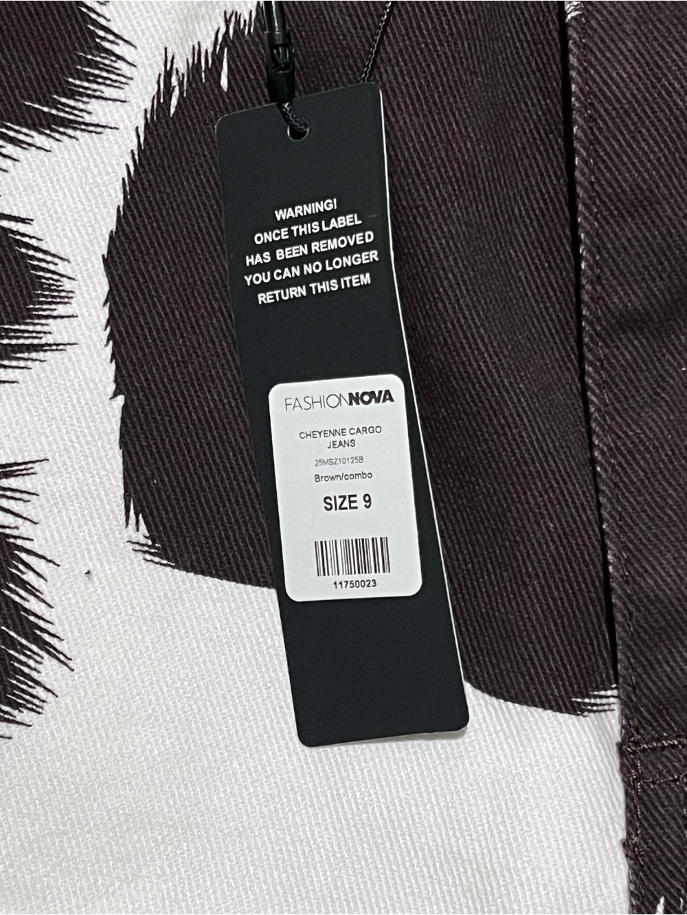 Fashion Nova Brown & White Cheyenne Cargo Jeans - Picture 7 of 9